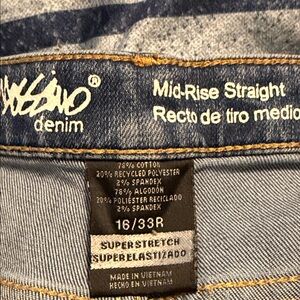 Massimo Denim Mid-Rise Straight Jeans - Blue